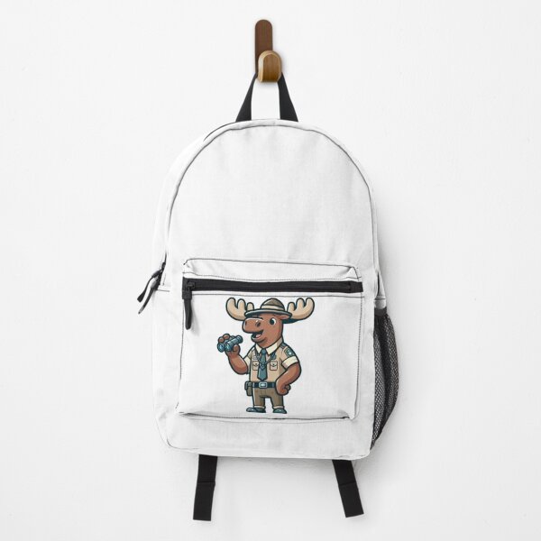 Item preview, Enthusiastic Cartoon Moose Tour Guide with Vest and Binoculars – Bold Animal Art designed and sold by Confuzz1ed.