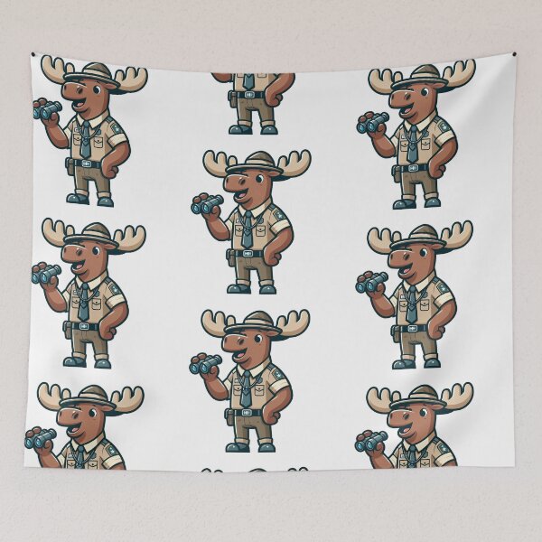 Item preview, Enthusiastic Cartoon Moose Tour Guide with Vest and Binoculars – Bold Animal Art designed and sold by Confuzz1ed.