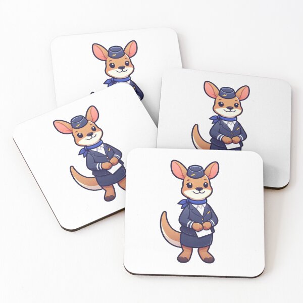 Item preview, Friendly Cartoon Kangaroo Flight Attendant in Uniform – Bold Animal Art designed and sold by Confuzz1ed.
