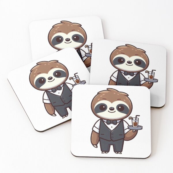 Item preview, Chill Cartoon Sloth Bartender in Vest and Bow Tie – Bold Animal Art designed and sold by Confuzz1ed.