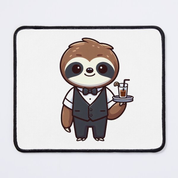 Item preview, Chill Cartoon Sloth Bartender in Vest and Bow Tie – Bold Animal Art designed and sold by Confuzz1ed.