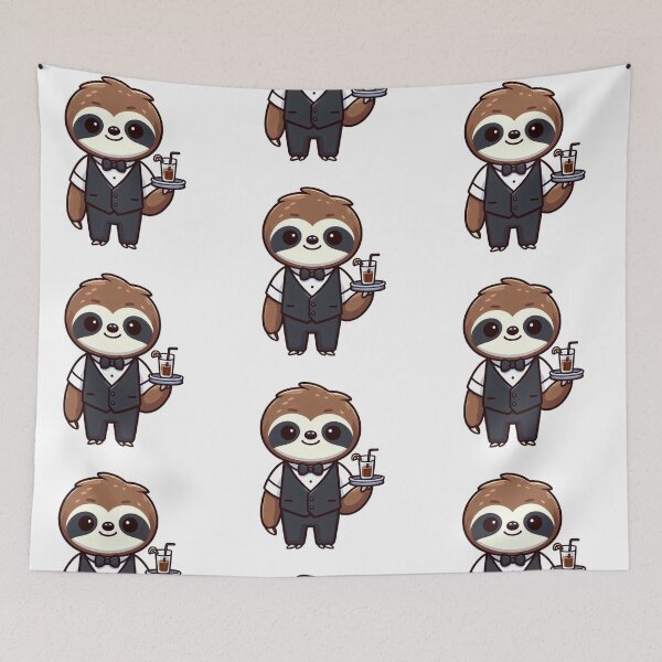Item preview, Chill Cartoon Sloth Bartender in Vest and Bow Tie – Bold Animal Art designed and sold by Confuzz1ed.