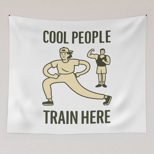 Item preview, Cool People Train Here – Retro Gym Motivation Cartoon Design designed and sold by Enea Kelo.