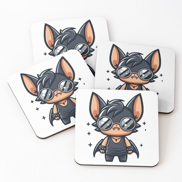 Item preview, Edgy Cartoon Bat Tattoo Artist in Glasses and Tank Top – Bold Animal Art designed and sold by Confuzz1ed.