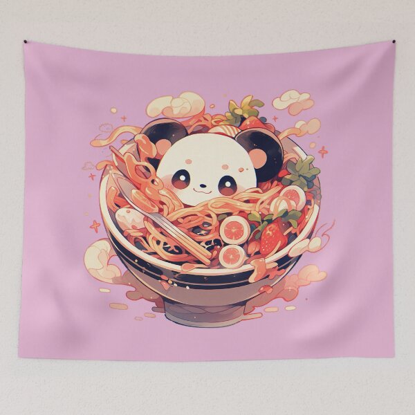 Item preview, Baby Panda eating Ramen noodles designed and sold by WoollenLlama.