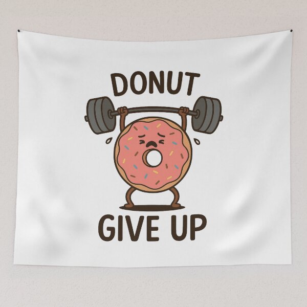 Item preview, Donut Give Up – Funny Motivational Lifting Donut Cartoon designed and sold by Enea Kelo.