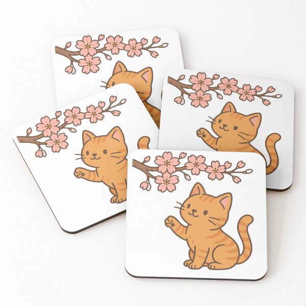 Item preview, Cute Cat with Japanese Sakura Cherry Blossoms designed and sold by NewGroove.