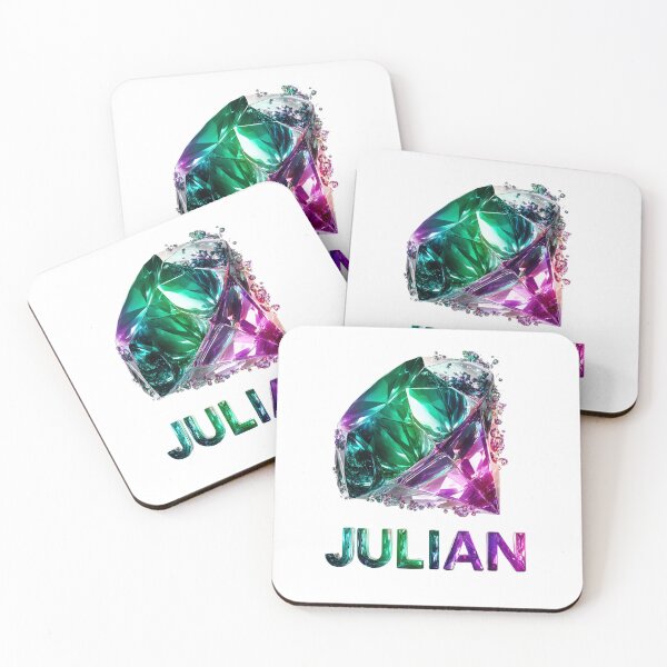 Item preview, Julian Name Art – Emerald & Amethyst Crystal Typography Design designed and sold by VisionaryVeils.