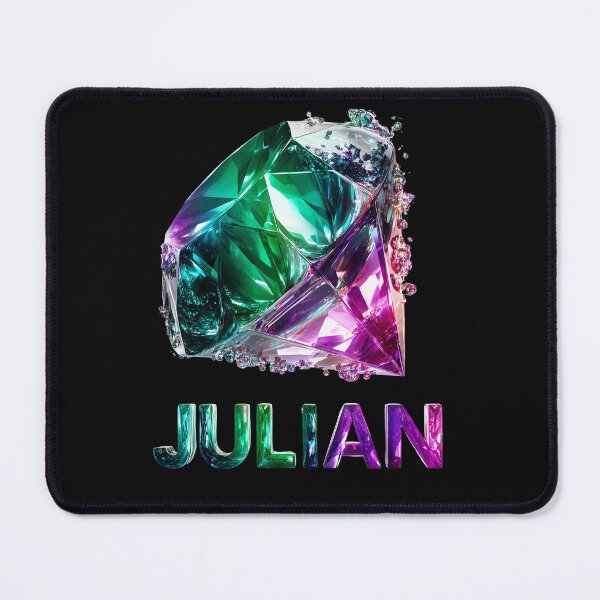 Item preview, Julian Name Art – Emerald & Amethyst Crystal Typography Design designed and sold by VisionaryVeils.