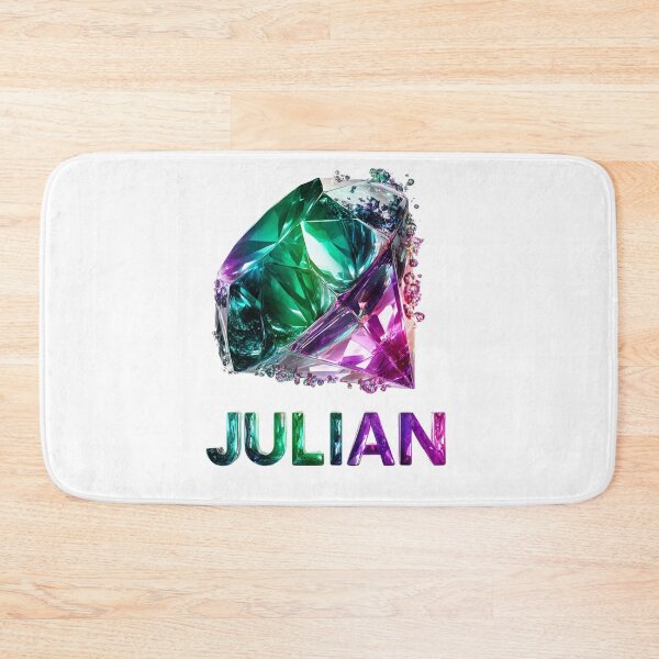 Item preview, Julian Name Art – Emerald & Amethyst Crystal Typography Design designed and sold by VisionaryVeils.