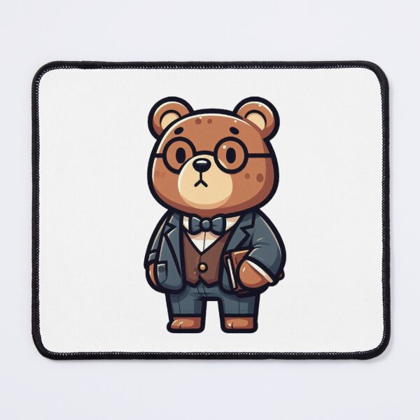Item preview, Sophisticated Cartoon Bear Museum Curator in Bow Tie – Bold Animal Art designed and sold by Confuzz1ed.