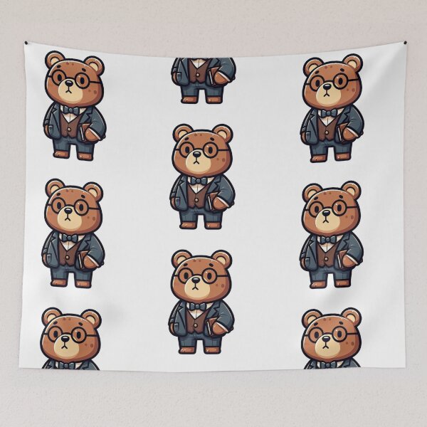 Item preview, Sophisticated Cartoon Bear Museum Curator in Bow Tie – Bold Animal Art designed and sold by Confuzz1ed.