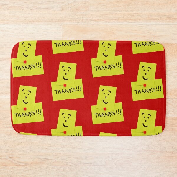 Item preview, Sticky note with a happy face attached by a red heart to another with the word THANKS	 designed and sold by Artejuli.