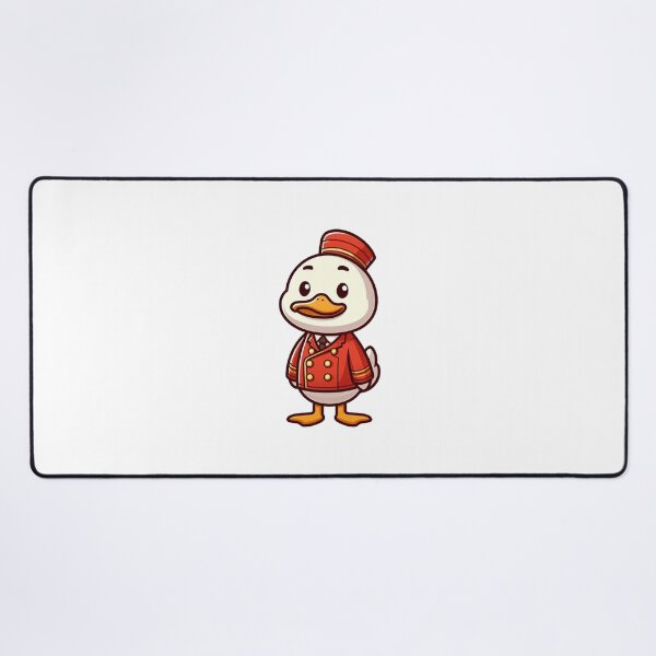 Item preview, Polite Cartoon Duck Hotel Concierge in Red Uniform – Bold Animal Art designed and sold by Confuzz1ed.