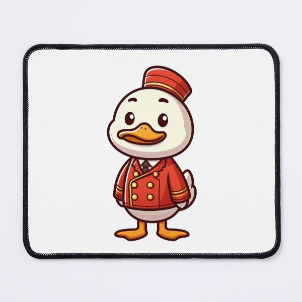 Item preview, Polite Cartoon Duck Hotel Concierge in Red Uniform – Bold Animal Art designed and sold by Confuzz1ed.