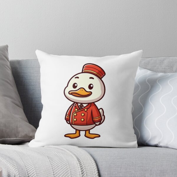 Item preview, Polite Cartoon Duck Hotel Concierge in Red Uniform – Bold Animal Art designed and sold by Confuzz1ed.