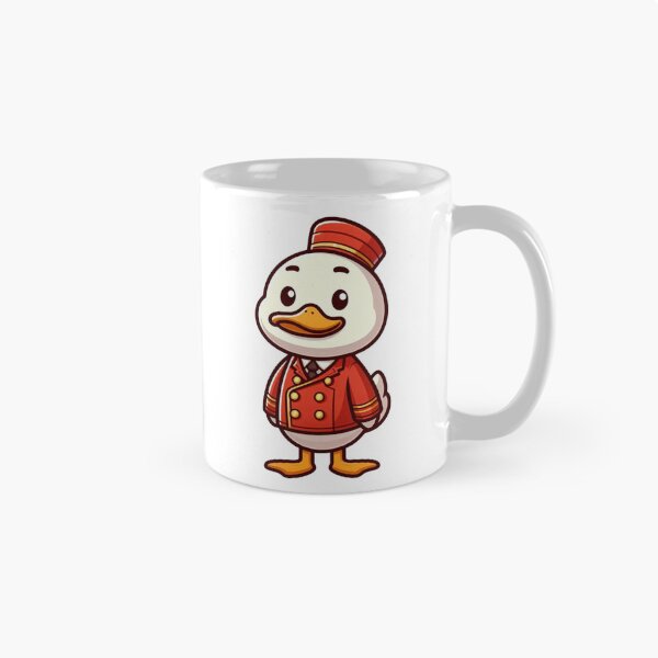 Item preview, Polite Cartoon Duck Hotel Concierge in Red Uniform – Bold Animal Art designed and sold by Confuzz1ed.