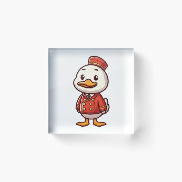 Item preview, Polite Cartoon Duck Hotel Concierge in Red Uniform – Bold Animal Art designed and sold by Confuzz1ed.