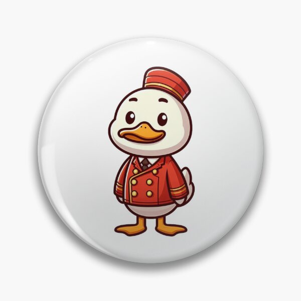 Item preview, Polite Cartoon Duck Hotel Concierge in Red Uniform – Bold Animal Art designed and sold by Confuzz1ed.