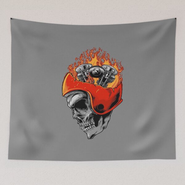 Item preview, Skeleton with burning helmet on wild motorcycle. designed and sold by Joncasmiart.