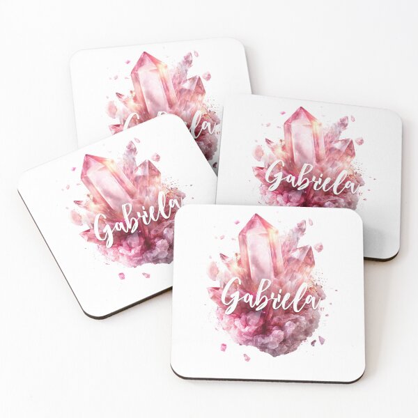 Item preview, Gabriela Name Art – Pink Crystal Gemstone Typography designed and sold by VisionaryVeils.