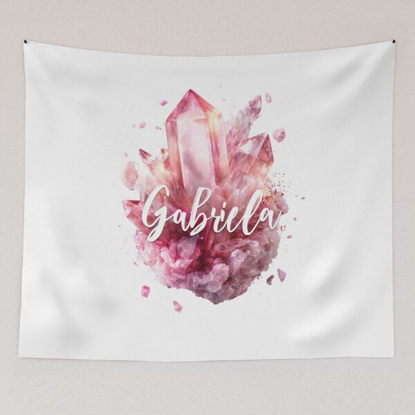 Item preview, Gabriela Name Art – Pink Crystal Gemstone Typography designed and sold by VisionaryVeils.