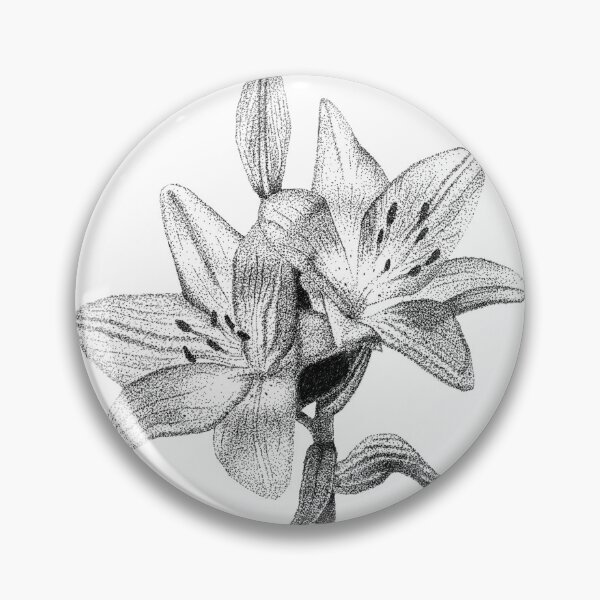 Item preview, 002 - Lily Layers – Black and White Pointillism Botanical Art Print designed and sold by emma.designs.
