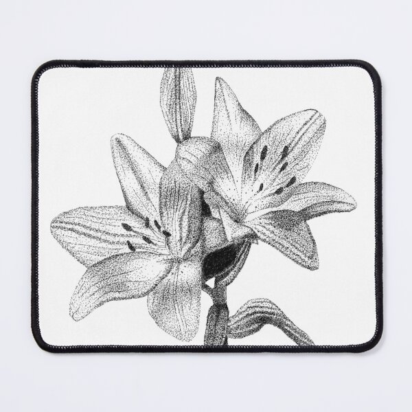 Item preview, 002 - Lily Layers – Black and White Pointillism Botanical Art Print designed and sold by emma.designs.