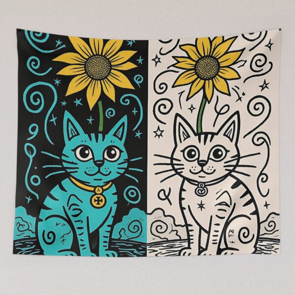 Item preview, Night Cat | Day Cat - Duality of Cat designed and sold by AJSRPrints.