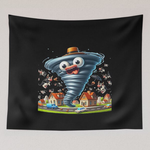 Item preview, tornado with eyes is pulling up animals and objects. designed and sold by freackly.