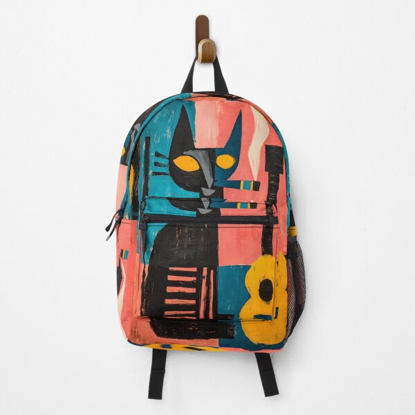 Artikelvorschau, Smoke Rings and Strings – Bold Black Cat Flaunting Cigar von Electric Yellow Guitar entworfen und verkauft von OlfactoART Studio.
