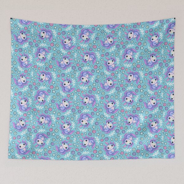 Item preview, Axolotls in Blue designed and sold by KrisInStitches.