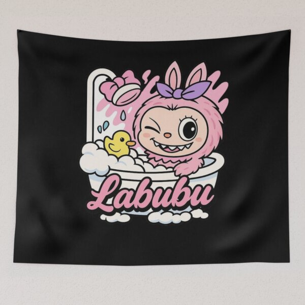 Item preview, Labubu Bath Time – Cute & Funny Bubble Design designed and sold by MeowLoka ⭐⭐⭐⭐.