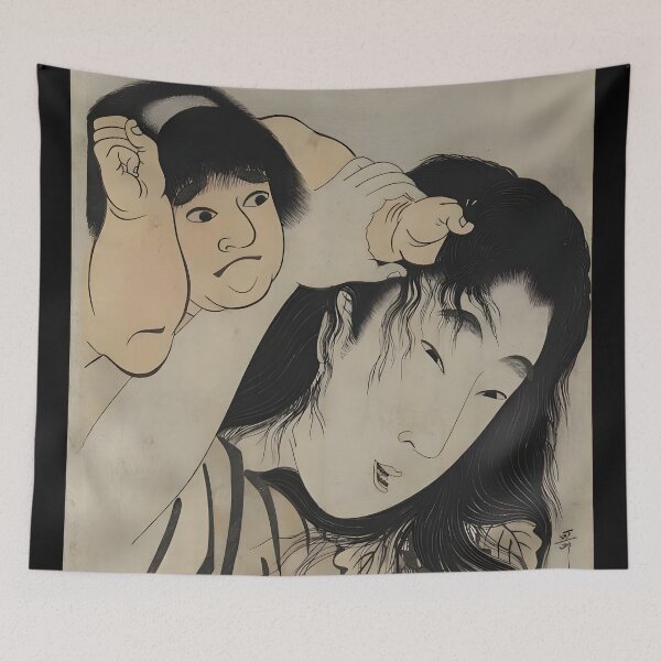 Item preview, Yamauba and Kintaro – Ukiyo-e by Kitagawa Utamaro, Edo Period Folklore designed and sold by EmeraldeaArt.