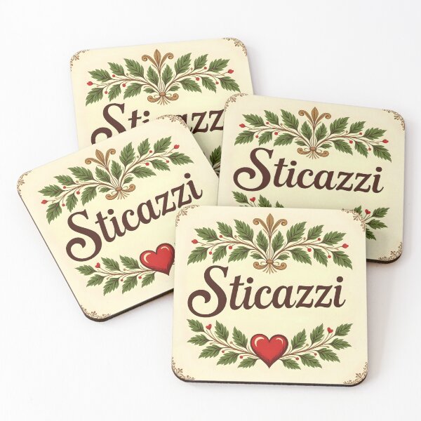 Item preview, Sticazzi Elegant Design – Italian Wordplay with Green Leaves Red Heart on Beige designed and sold by EmeraldeaArt.