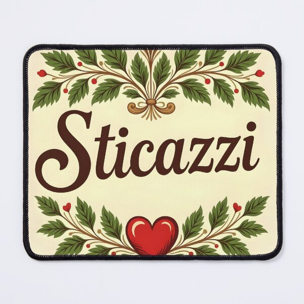 Item preview, Sticazzi Elegant Design – Italian Wordplay with Green Leaves Red Heart on Beige designed and sold by EmeraldeaArt.