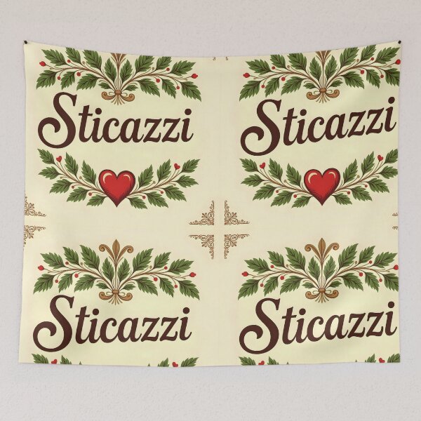 Item preview, Sticazzi Elegant Design – Italian Wordplay with Green Leaves Red Heart on Beige designed and sold by EmeraldeaArt.