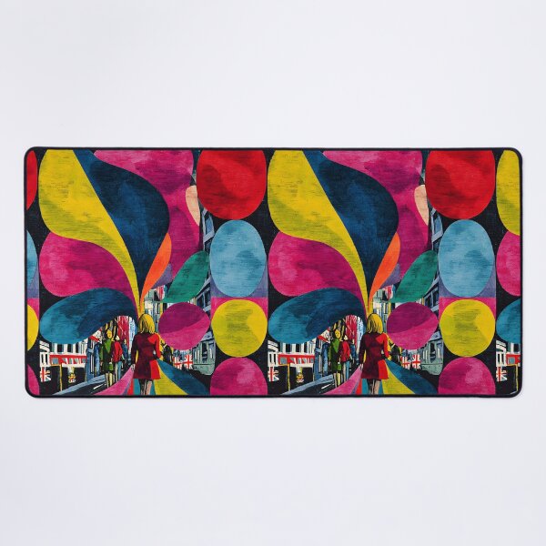 Item preview, Stride Through the Swinging Sixties - Vibrant City Street with British Flair and Abstract Energy designed and sold by OlfactoART Studio.