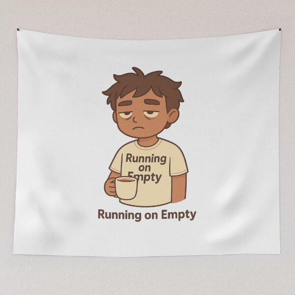 Item preview, Running on Empty - Exhausted Cartoon Character designed and sold by matari63.