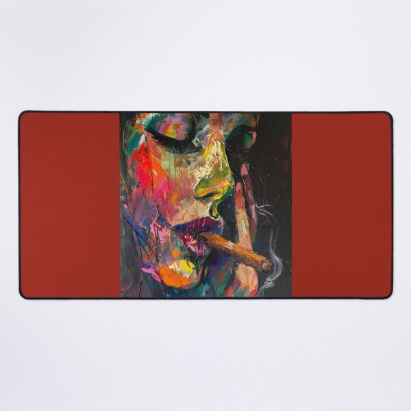 Item preview, Bold Emotion - Woman Smoking Cigar in a Vivid, Expressive Color Palette Abstract Digital AI Art designed and sold by OlfactoART Studio.