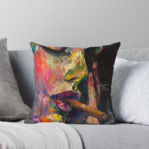Item preview, Bold Emotion - Woman Smoking Cigar in a Vivid, Expressive Color Palette Abstract Digital AI Art designed and sold by OlfactoART Studio.