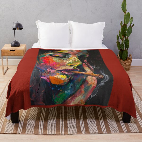Item preview, Bold Emotion - Woman Smoking Cigar in a Vivid, Expressive Color Palette Abstract Digital AI Art designed and sold by OlfactoART Studio.