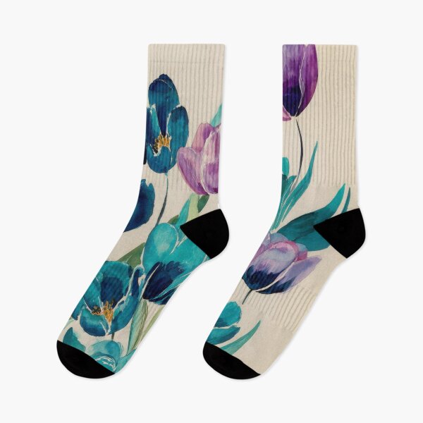 Item preview, Abstract Watercolor Parrot Tulips in Teal and Purple designed and sold by dawnleblanc55.
