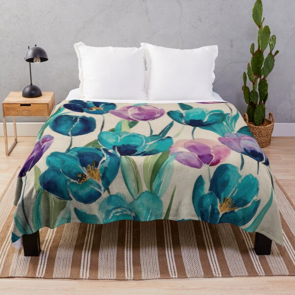 Item preview, Abstract Watercolor Parrot Tulips in Teal and Purple designed and sold by dawnleblanc55.