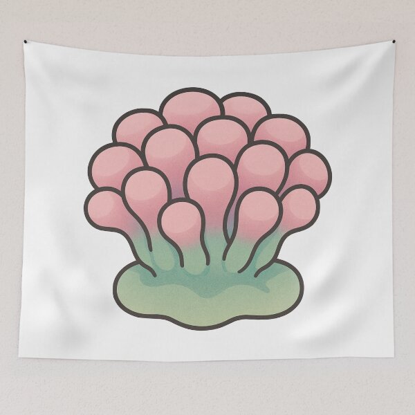 Item preview, Frogspawn Coral Illustration – Pastel Pink and Green Euphyllia Marine Reef Art designed and sold by Vendeloc.