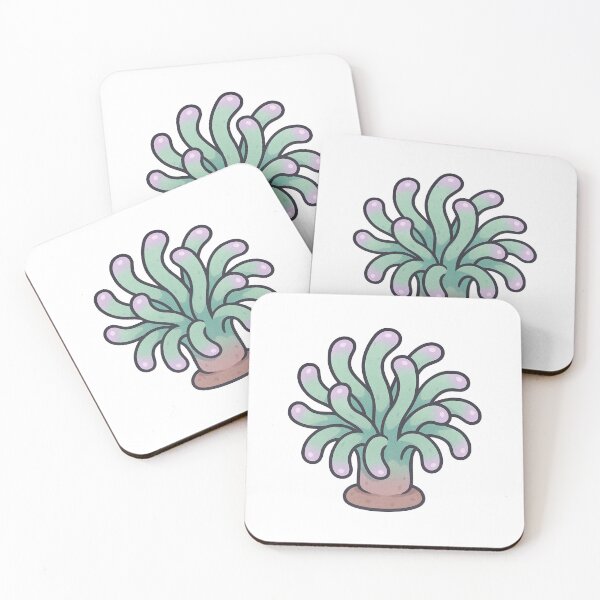 Item preview, Torch Coral Illustration – Green Tentacle Euphyllia with Purple Tips Ocean Art designed and sold by Vendeloc.