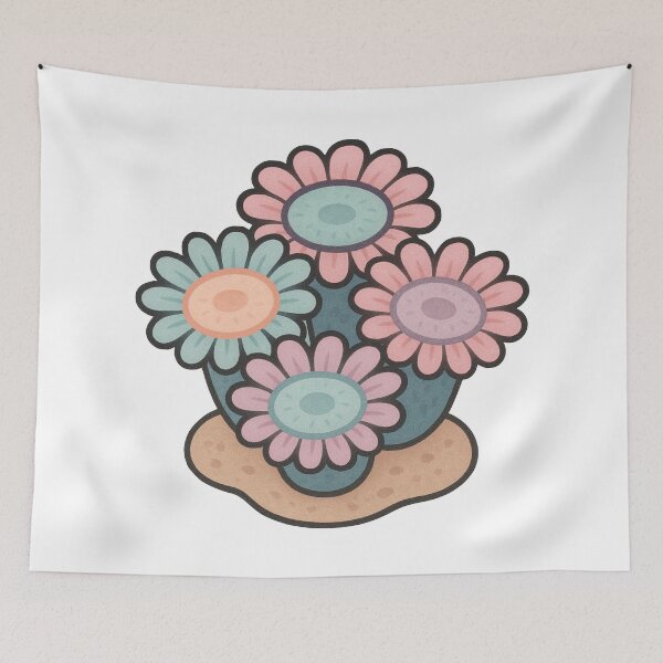Item preview, Zoanthid Coral Illustration – Pastel Flower Polyp Marine Reef Artwork designed and sold by Vendeloc.