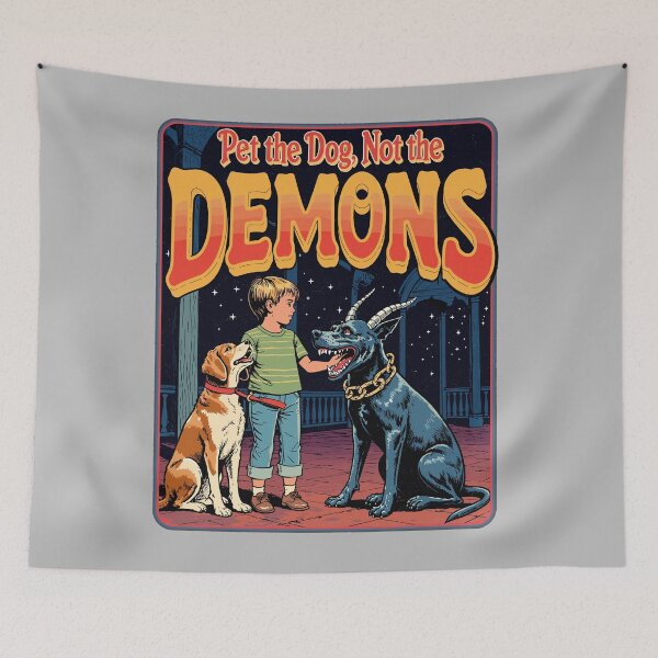 Item preview, Pet the Dog, Not the Demons - Funny Occult designed and sold by Vintagenaut Co..