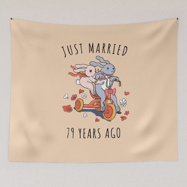 Item preview, Just Married 79 Years Ago - 79th Anniversary Couple Bunnies Tee, Phone Cases And Other Gifts designed and sold by MemWear.