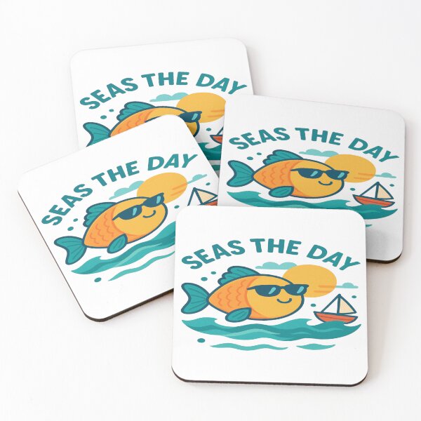 Item preview, Seas the Day – Cool Fish with Sunglasses and Sailboat designed and sold by ToonyTeez.